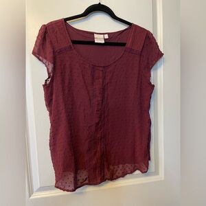 Lauren Conrad XL Burgundy/Maroon Swiss Dot Top